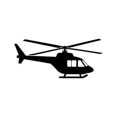 helicopter silhouette, black and white silhouette, vector and illustration