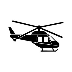 helicopter silhouette, black and white silhouette, vector and illustration