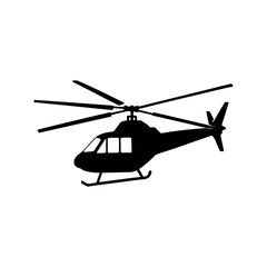 helicopter silhouette, black and white silhouette, vector and illustration
