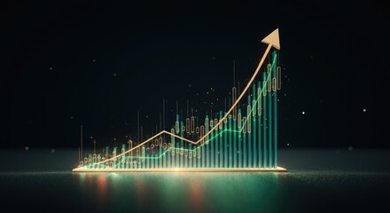 Abstract financial chart rising upwards with glowing lines, showcasing growth