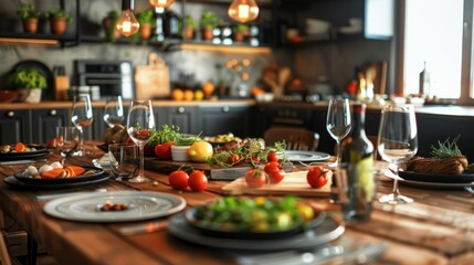 Fototapeta premium Modern culinary setting featuring empty spaces for personalized content