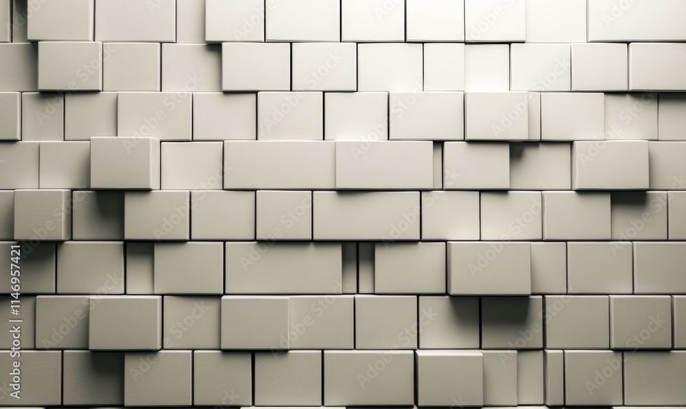 Aufkleber semigloss, 3d mosaic tiles arranged in the shape of a wall. polished, rectangular, bricks stacked to