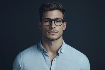 Obraz premium attractive man dressed casual wearing glasses studio shot copy space