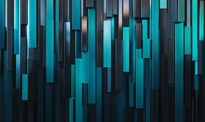 Obraz premium Perfectly Aligned Glossy Blocks. Turquoise and Black, Innovative Tech Wallpaper.