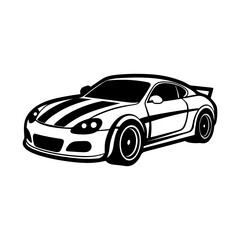 racing car silhouette, black and white silhouette, vector and illustration