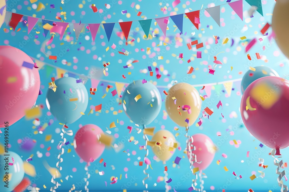 Poster a bunch of colorful balloons are floating in the air, creating a festive and joyful atmosphere. the 