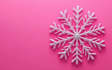 Naklejka premium 3D cute Snowflake on bright pink background