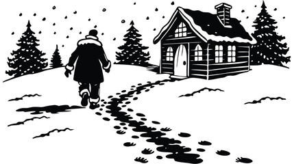 Santa Leaving Footprints in the Snow