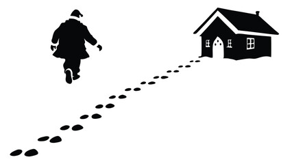 Santa Leaving Footprints in the Snow