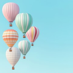 Obraz premium Colorful hot air balloons soaring in a clear blue sky.