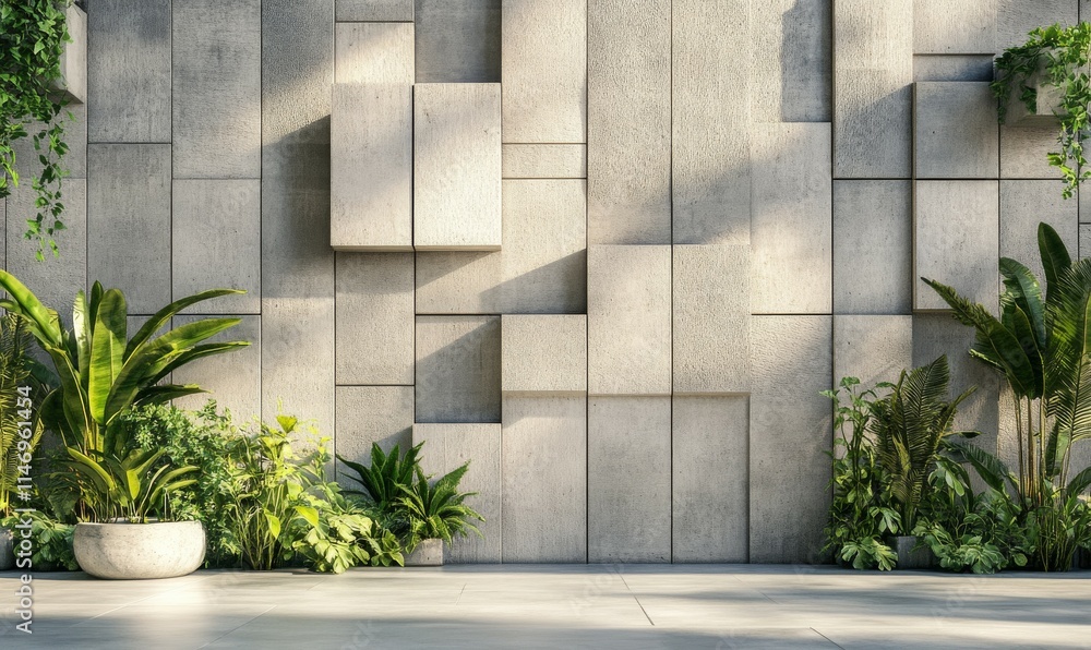 Poster rectangular, 3d mosaic tiles arranged in the shape of a wall. semigloss, futuristic, blocks stacked 