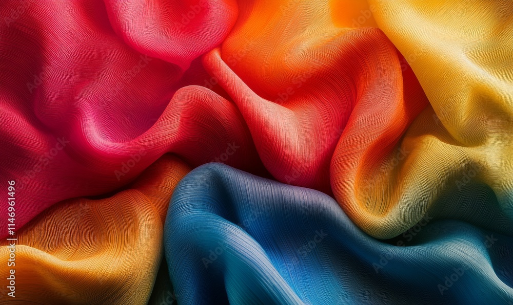 Poster Soft ripple of fabric folds, emphasizing texture and light-shadow gradients. .