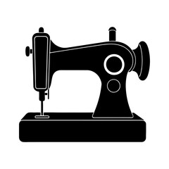 sewing machine silhouette, black and white silhouette, vector and illustration