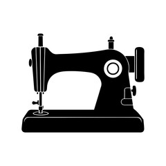 sewing machine silhouette, black and white silhouette, vector and illustration