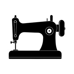 sewing machine silhouette, black and white silhouette, vector and illustration