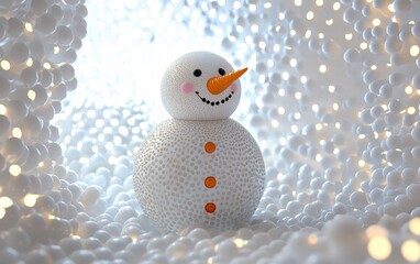 Obraz premium 3D cute Snowman on bright white background