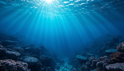 Fototapeta premium Sunbeams Underwater abstract background