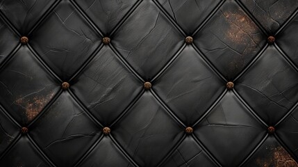 Naklejka premium A black and gold quilt with a gold border. The quilt is made of leather and has a gold trim