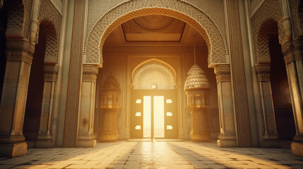 Fototapeta premium Mihrab Background with Ornaments Ai Generated