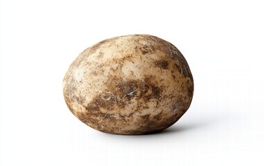 Fototapeta premium A single potato with natural textured skin, realistic macro photo isolated on clear white background