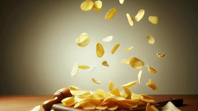 Potato chip making ad - potato falling 