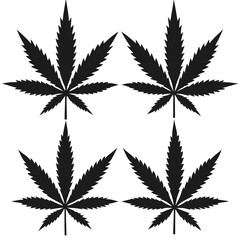 Marijuana vector cannabis leaf weed icon set with a white background