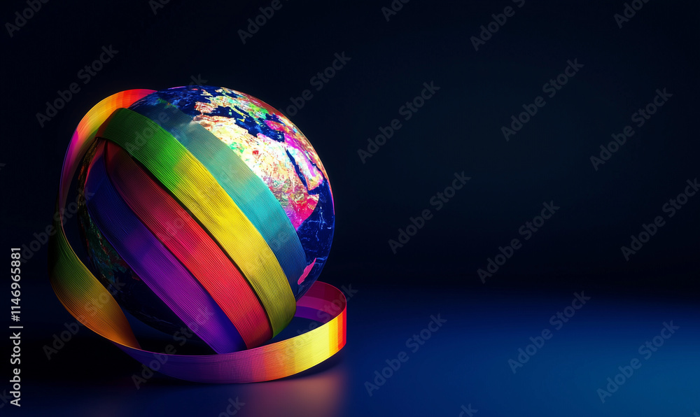 Poster global unity in diversity celebrating lgbtq pride month and equality through colorful representation