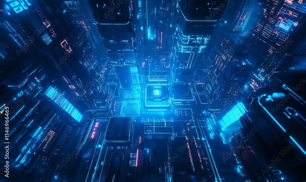 Poster smart network and connection concept. blue, futuristic digital style.
