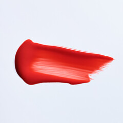 bright red shade of lipgloss, lipstick smear, cosmetics beauty product texture, liquid blush,...