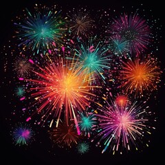 Fototapeta premium colorful fireworks on black background