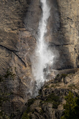 Yosemite Falls flows gracefully through cliffs