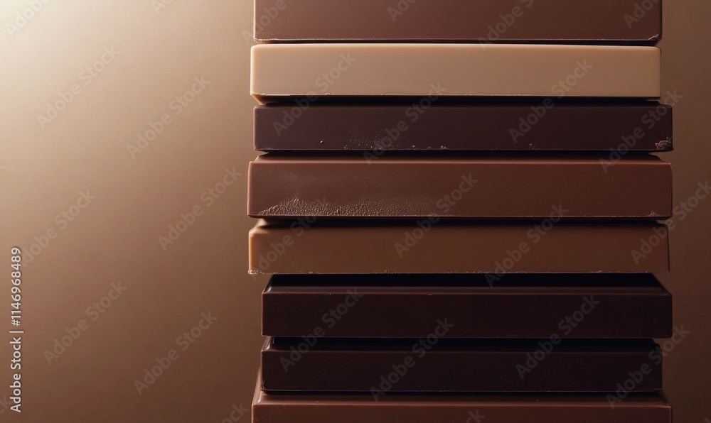 Aufkleber stack of flat geometric shapes transitioning from dark chocolate to light mocha gradients.