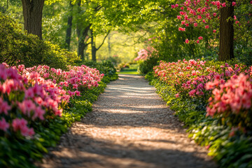 Colorful first tulips in field generative ai