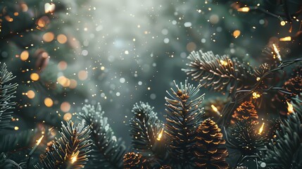 Fototapeta premium A tree with lights on it is shown in the image. The lights are placed on the branches of the tree