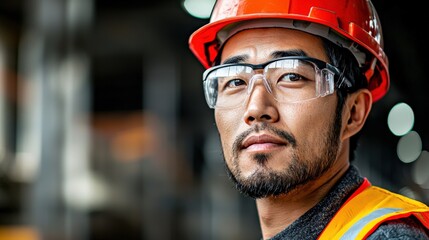 Fototapeta premium A construction worker operating an excavator, the bucket lifting soil in a dynamic and powerful display of machinery in action