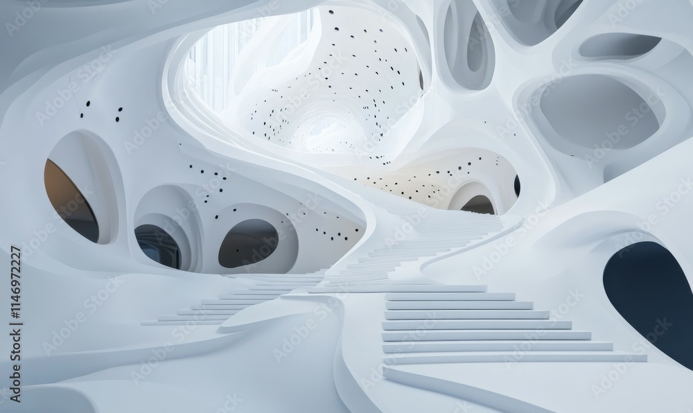 Aufkleber white, tech background with a geometric 3d structure. clean, stepped design with extruded futuristic