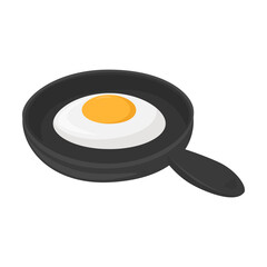 Cooking Emoji Icon Illustration. Pan Fryer Egg Vector Symbol Emoticon Design Doodle Vector.