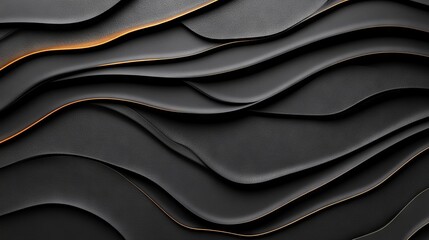 Obraz premium A close up of a black and gold wall with wavy lines