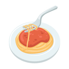 Spaghetti Emoji Icon Illustration. Italian Food Vector Symbol Emoticon Design Doodle Vector.