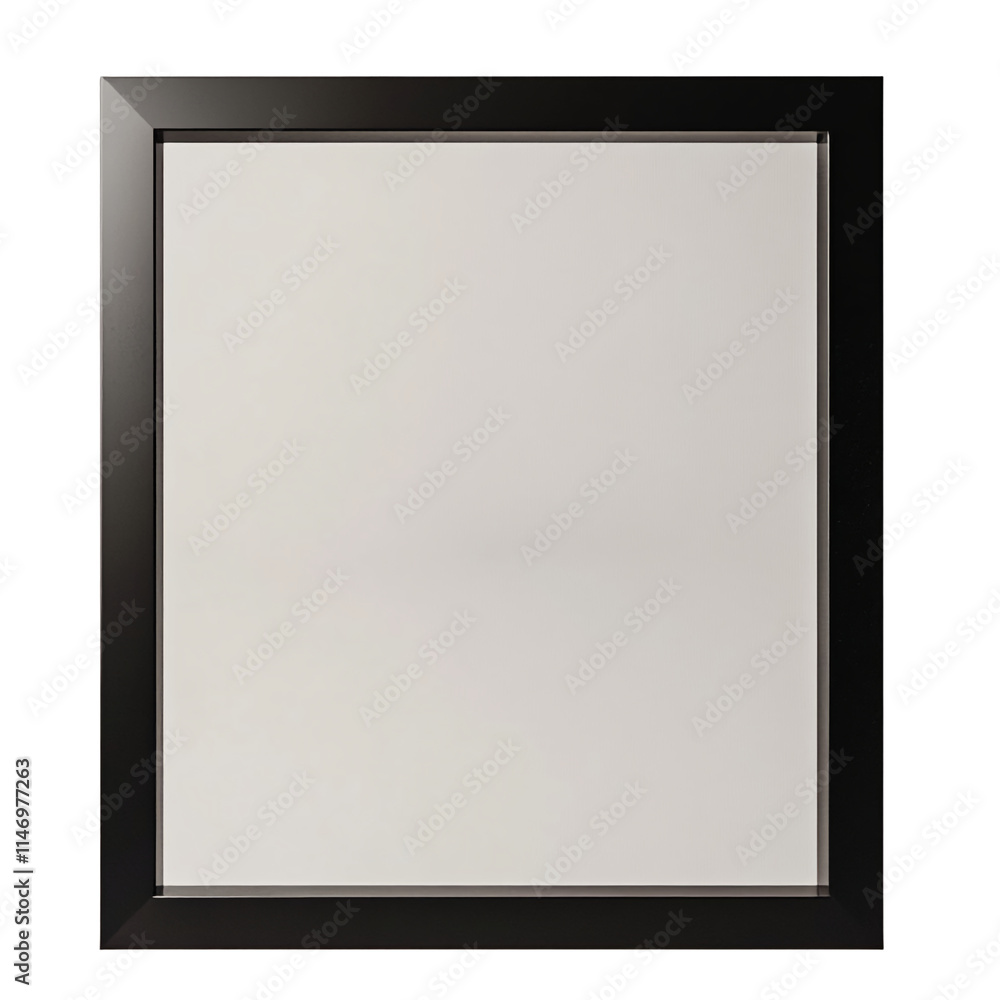 Poster Empty black frame waiting for artwork display on a clean wall in a modern gallery setting. Cut out