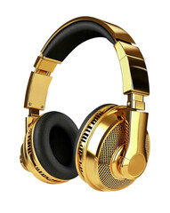 Stylish Golden Headphones with Elegant Design Perfect for Music Lovers and Audiophiles, isolated on...