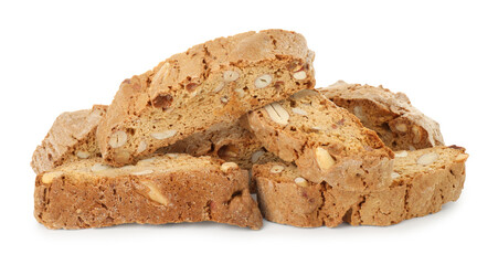 Traditional Italian almond biscuits (Cantucci) isolated on white