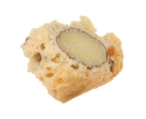 Piece of traditional Italian almond biscuit (Cantucci) isolated on white