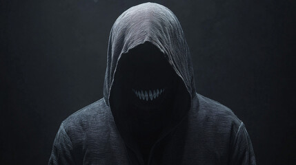 Anonymous Hooded Figure With Bright White Smile Visible