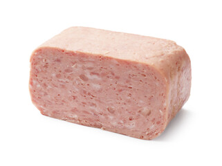 Whole piece of canned meat isolated on white