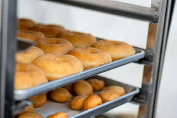 Fresh Donuts On Tray