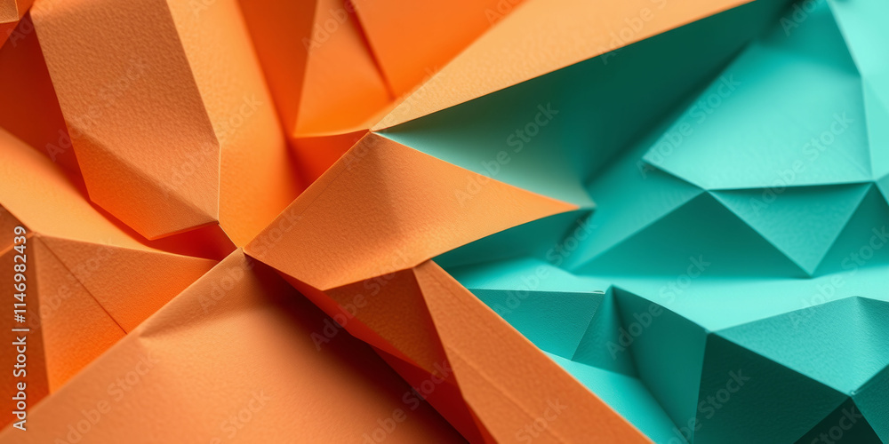 Poster a colorful paper design with orange and green elements. the orange and green colors create a vibrant
