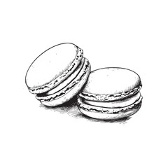 macaroons vector illustrations - hand drawn macaroons - black and white macaroons isolated on white background