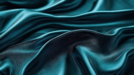 Obraz premium Teal Silk Fabric Drape Smooth Texture Luxurious Background