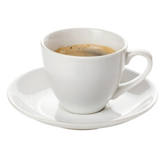 Fototapeta premium White Coffee Cup on Saucer isolated on transparent background cutout, Png, Cutout